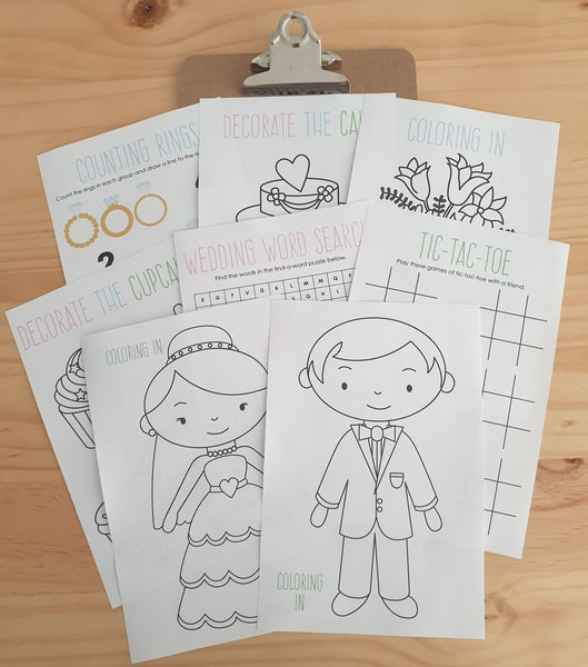 Personalised Children's Wedding Activity Pack A5 Clipboard Favour