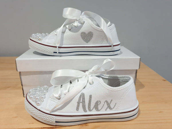 Children's personalised canvas pumps