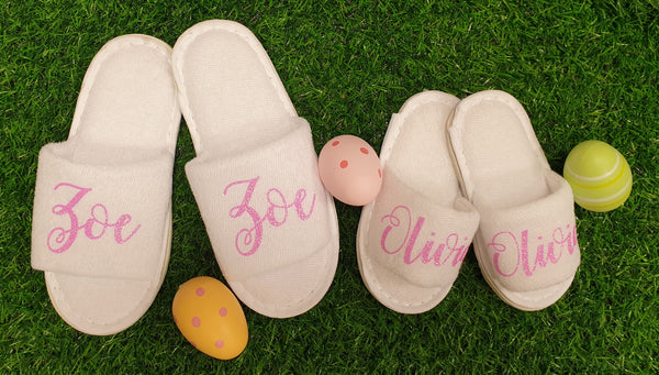 Children's Personalised Spa Slippers - Pamper Party Slippers - Unisex- Hot Tub