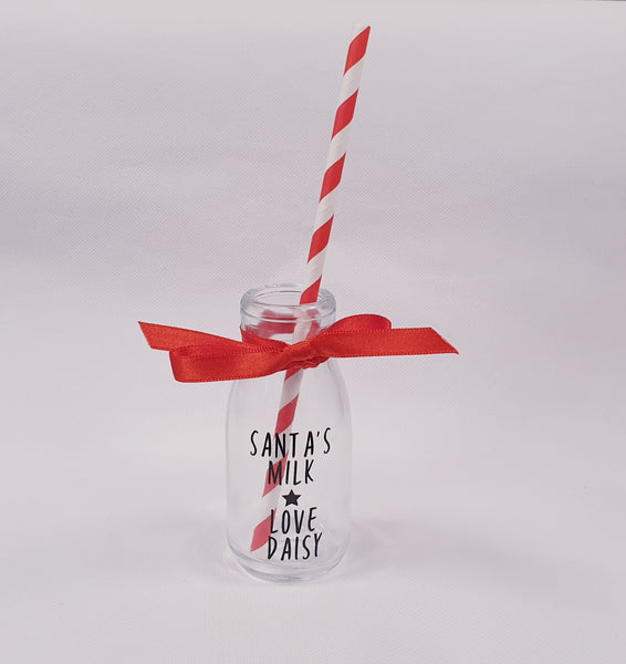 Personalised mini santa milk glass bottle