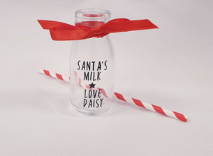 Personalised mini santa milk glass bottle