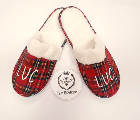 Personalised Tartan Unisex Spa Slippers