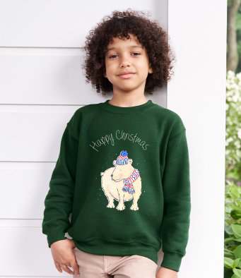 Personalised child s hand drawn Polar Bear Christmas jumper Bee Boutique UK