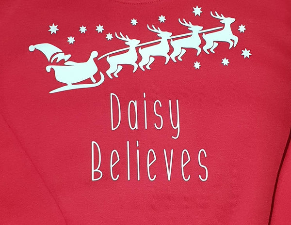 Personalised children's Christmas I believe in Santa sweatshirt jumper