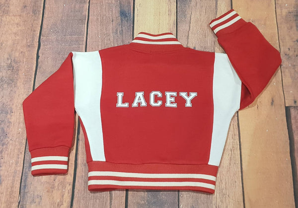 Personalised children's varsity jackets ages 3-13