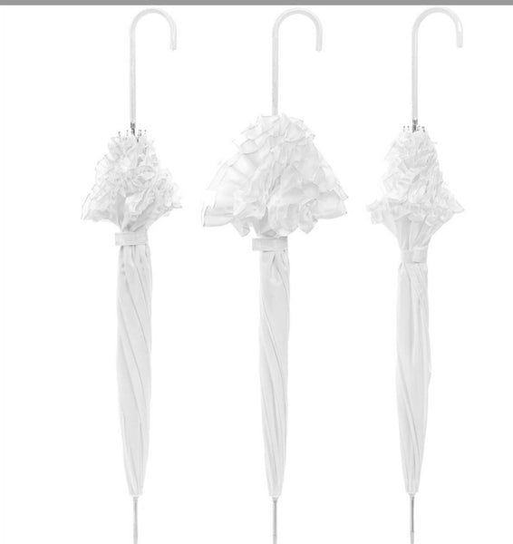 Just Married Ivory White Wedding Umbrella - Honeymoon - Bride