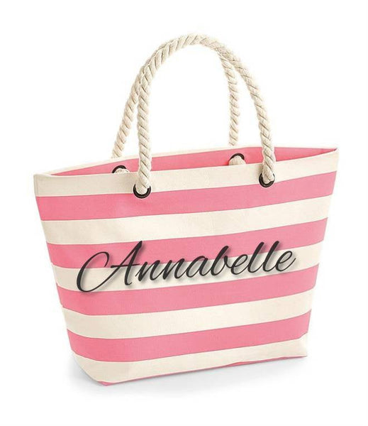 Nautical Striped Beach Bags Personalised