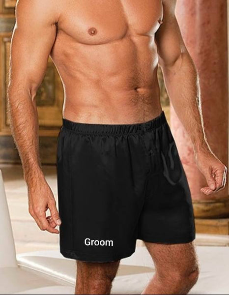 Custom made satin boxer shorts