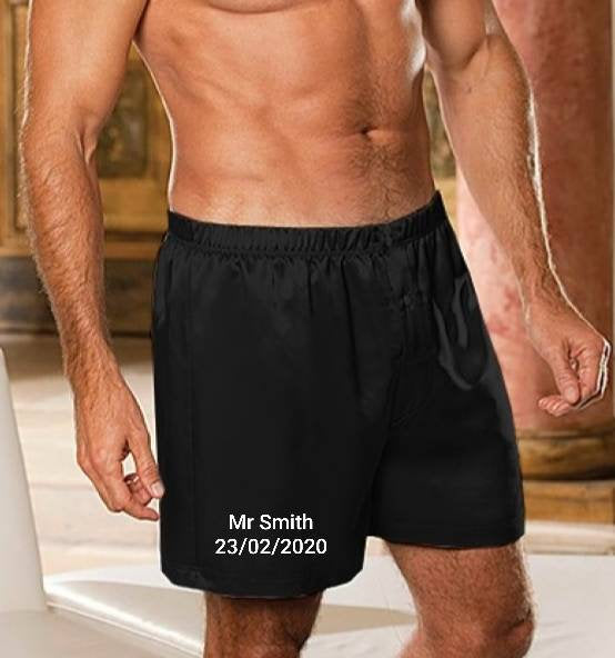 Custom made satin boxer shorts