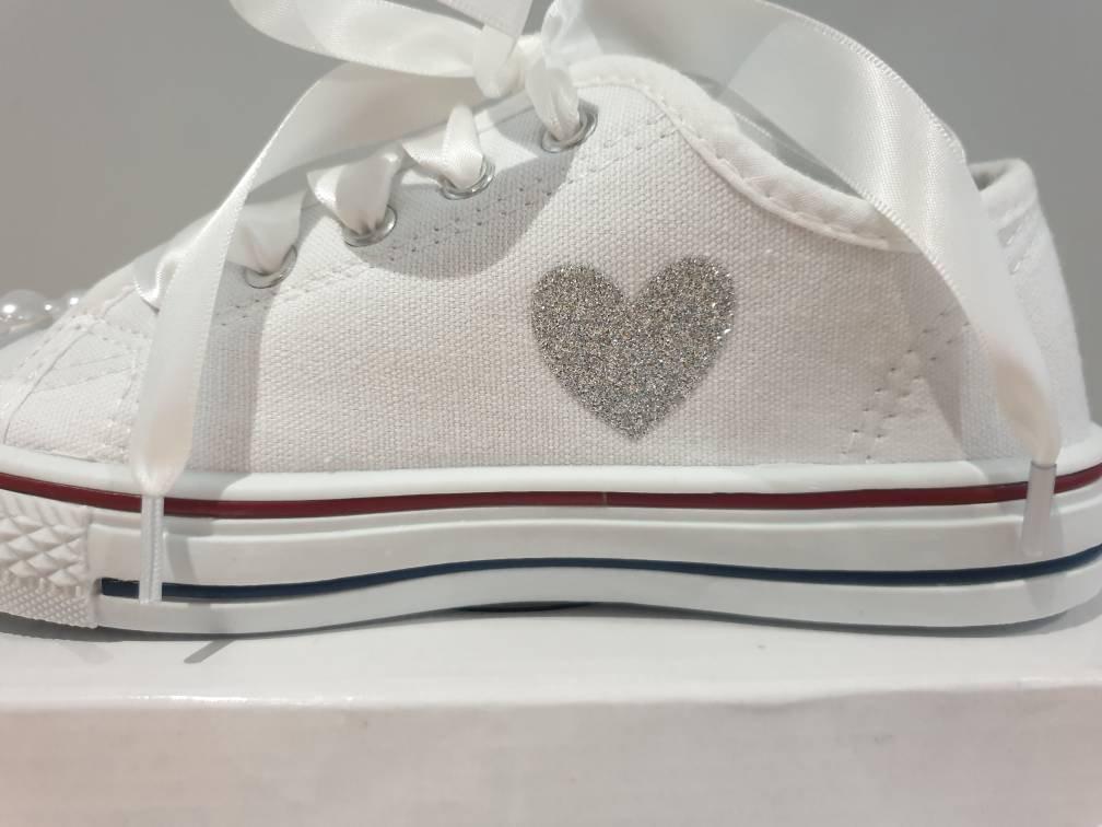 Personalised Diamante Bride Hen Canvas Wedding Pumps