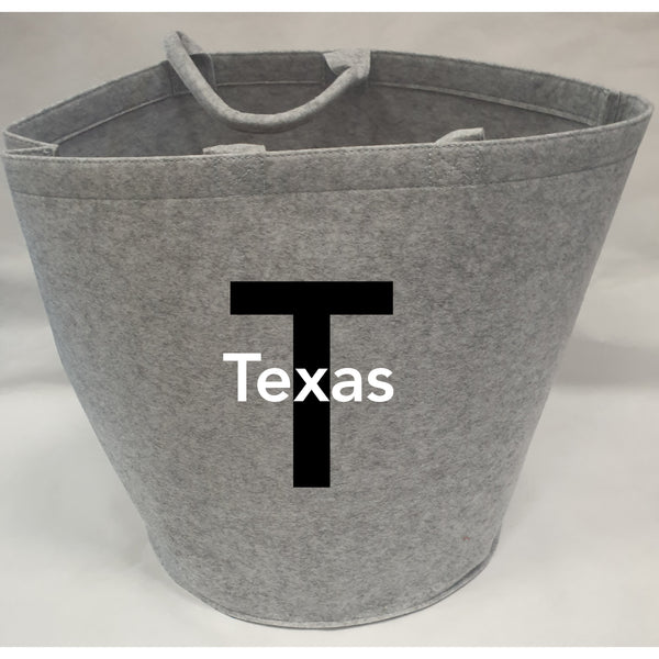 Personalised Grey Felt Toy Storage Tub Bucket