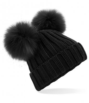 Adult & Child Matching Double Faux Fur Pom Pom Hats