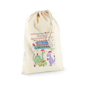 Personalised hand drawn dinosaur Christmas sack